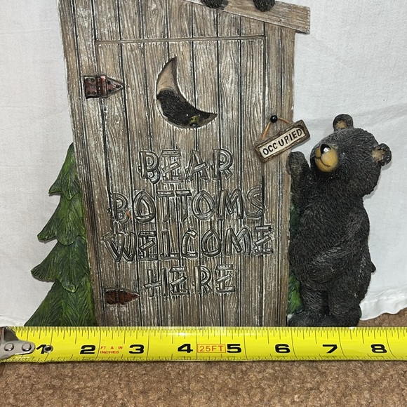 Bear bottoms welcome here outhouse 3 bears hanging around resin wall plaque - Picture 6 of 7
